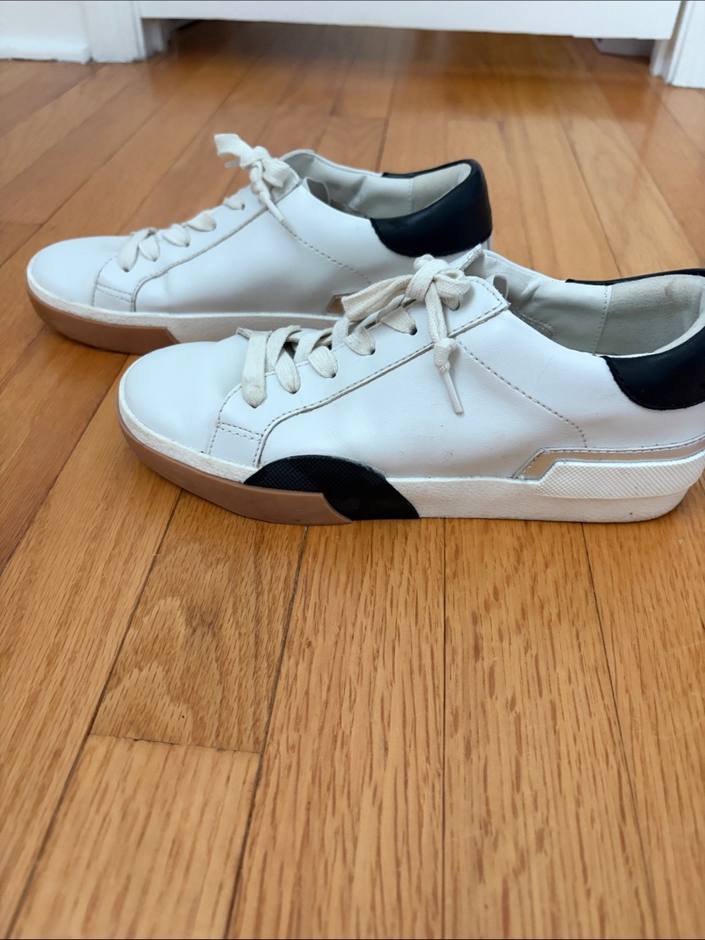 Dolce Vita White and Black Leather Sneakers